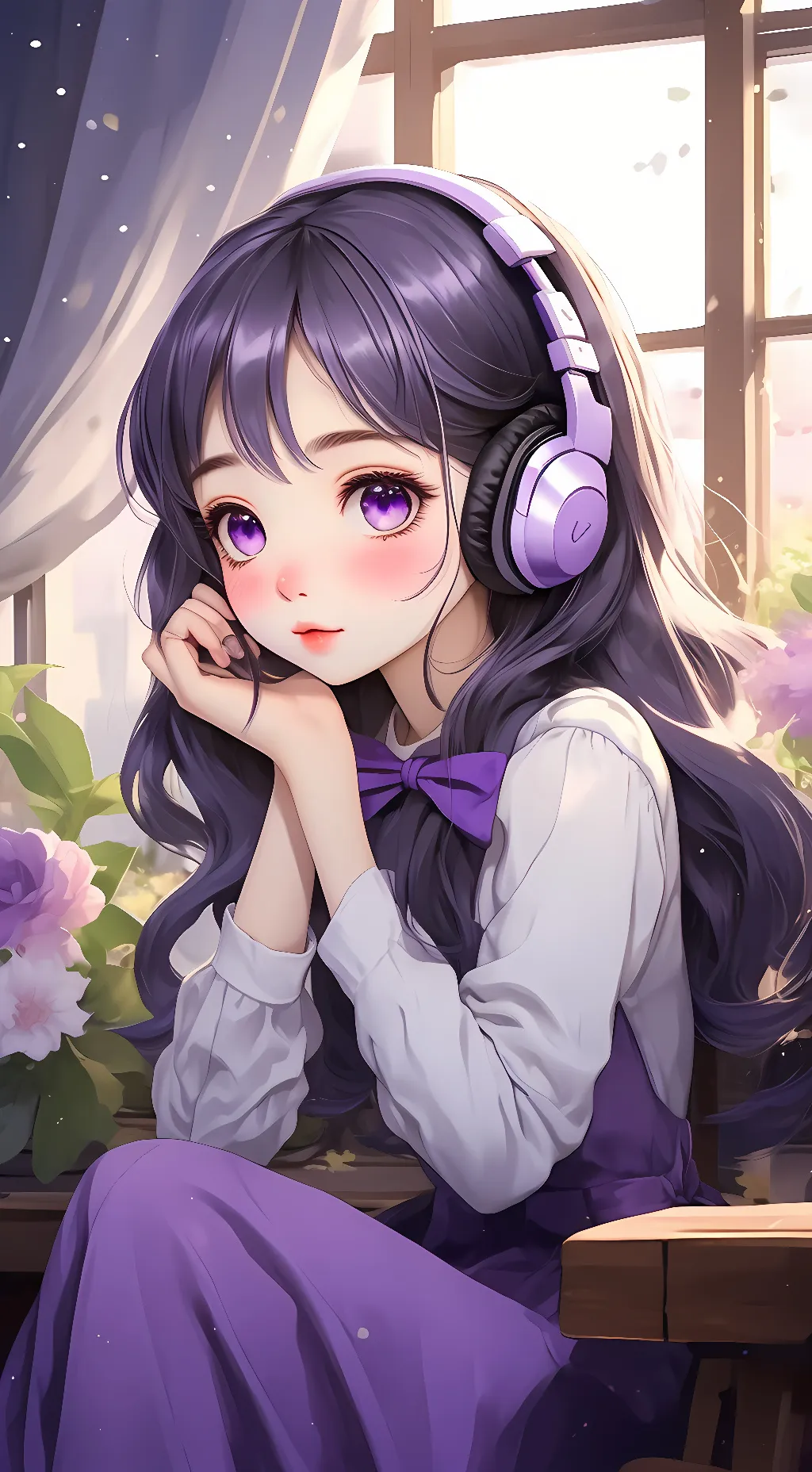 ai character: Violet background