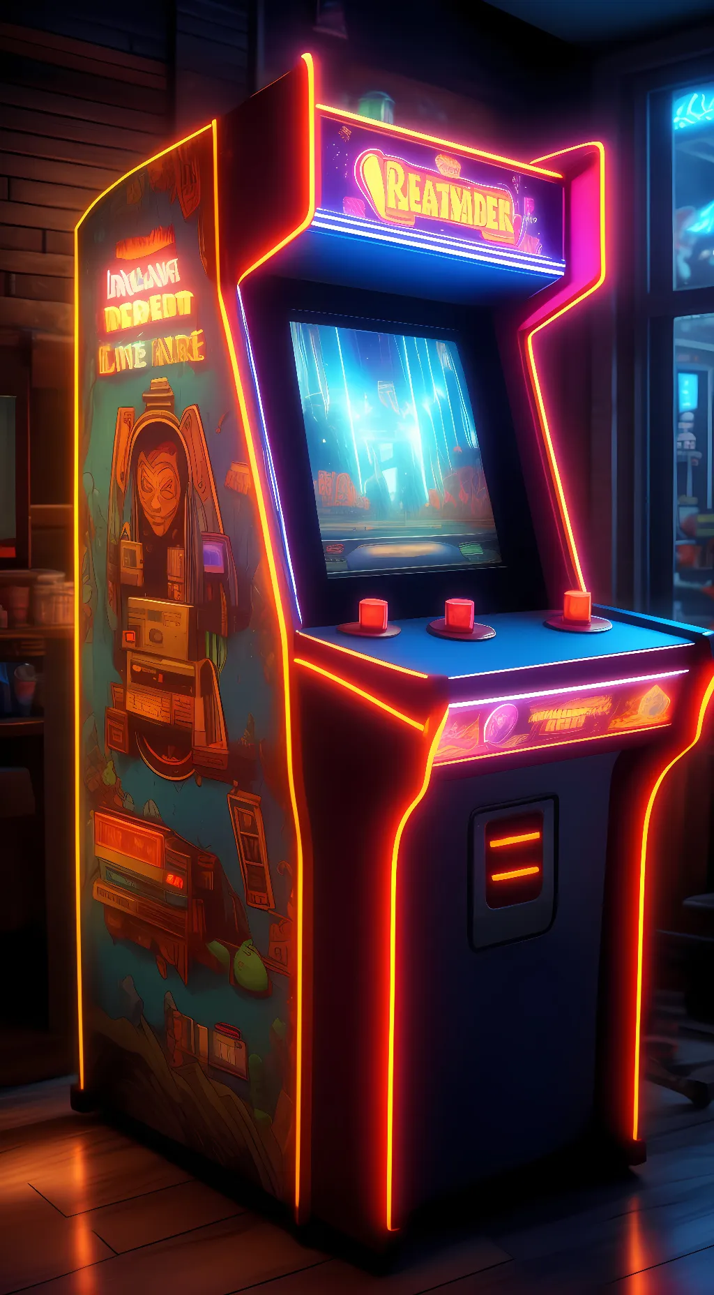 ai character: Old Arcade Machine background