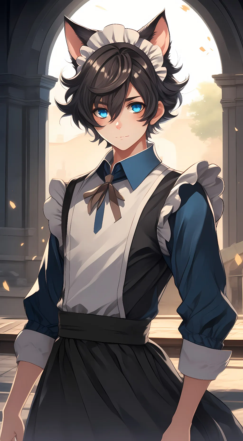 ai character: Nico (catboy maid) background