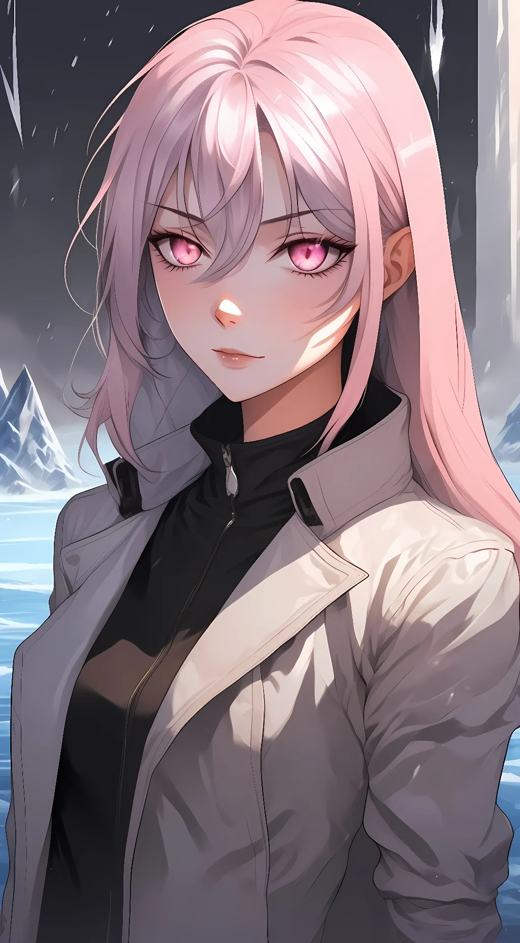 ai character: pink dove background