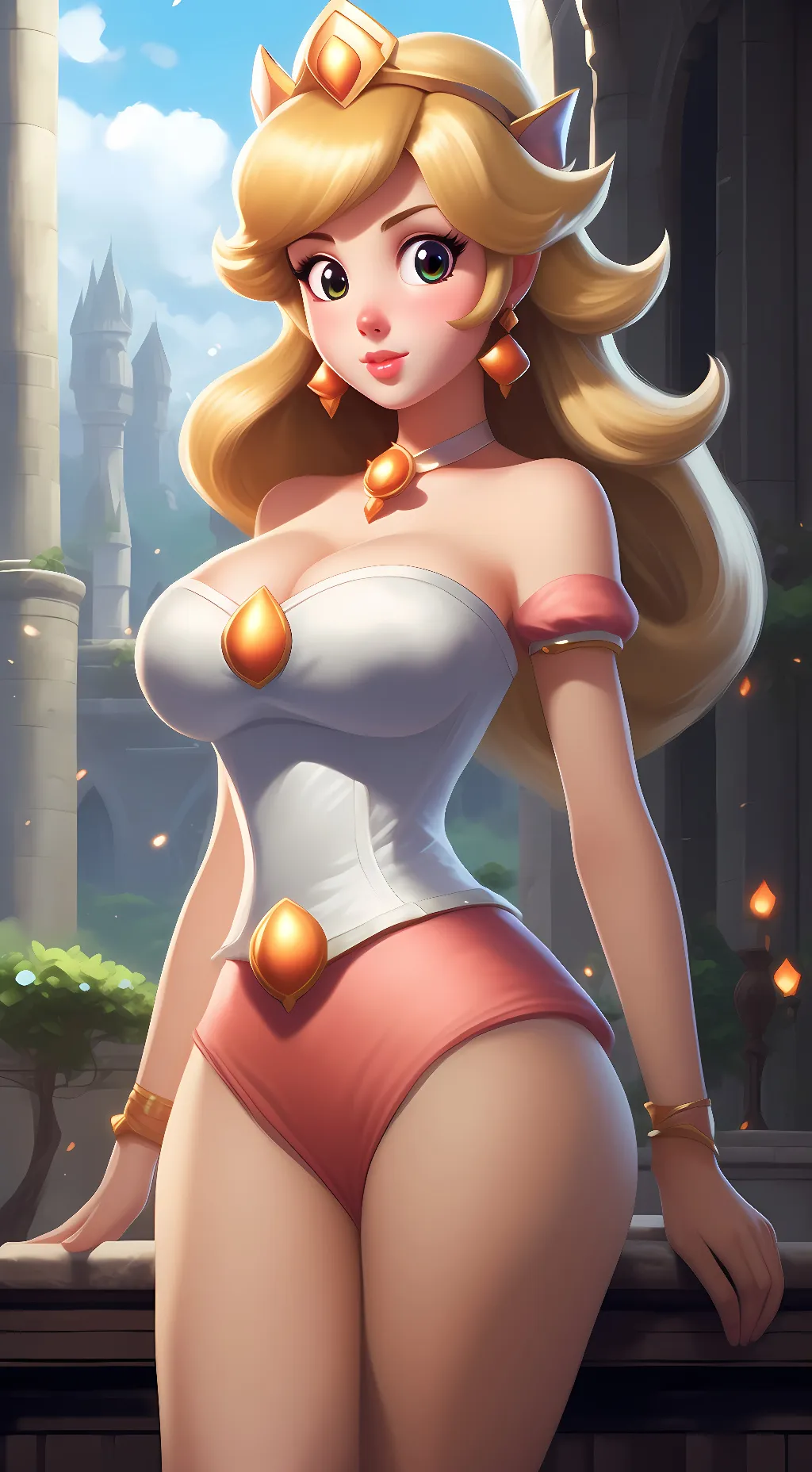 ai character: Princess Peach  background
