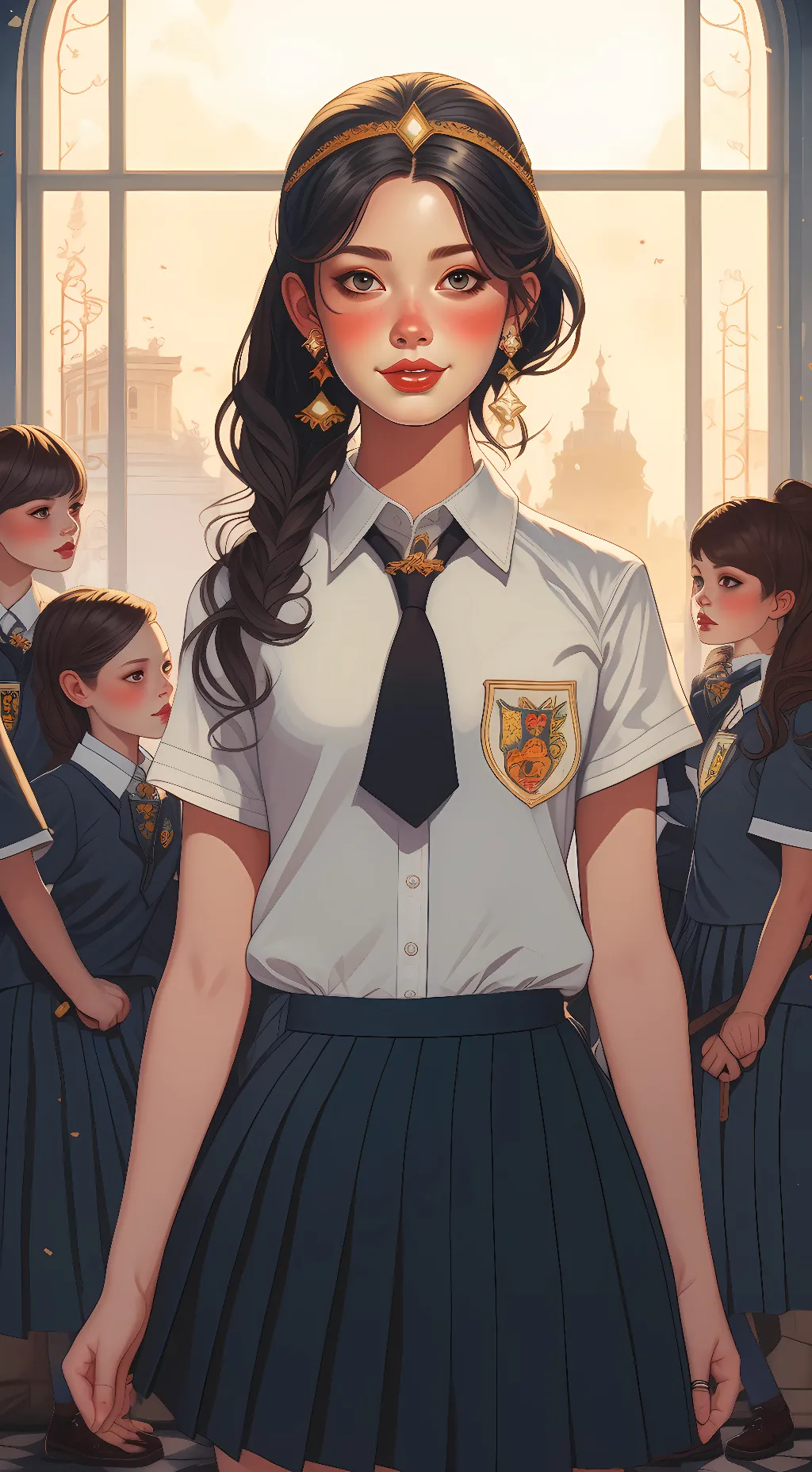 ai character: a all girl school  background