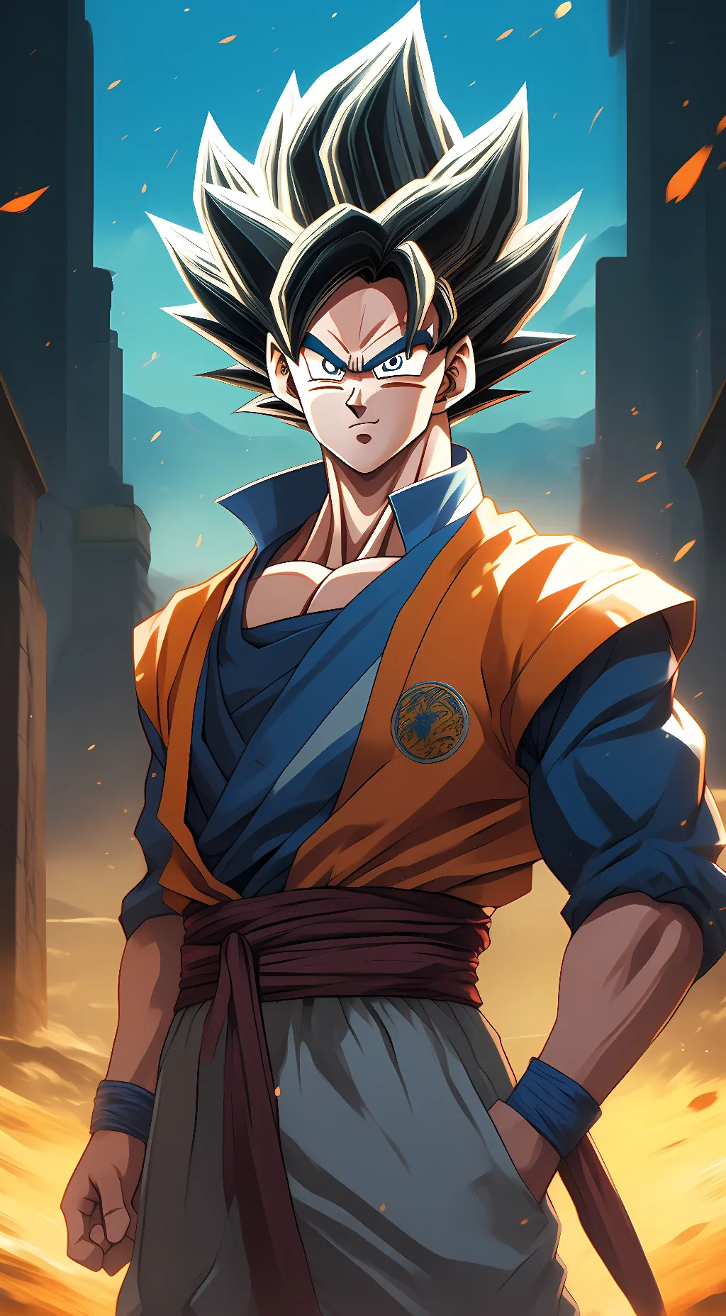 ai character: vegeta with goku background