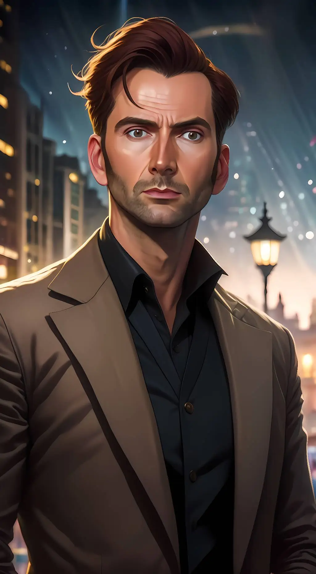 ai character: David Tennant  background