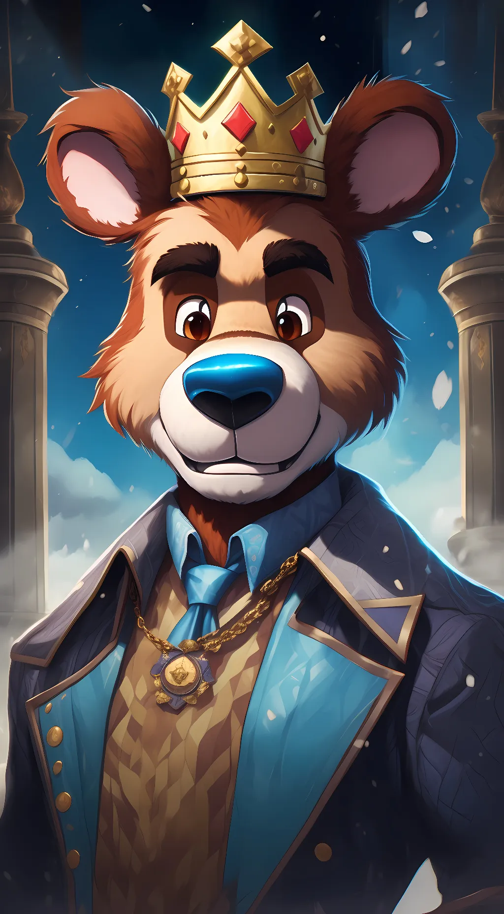 ai character: king Freddy fazbea background