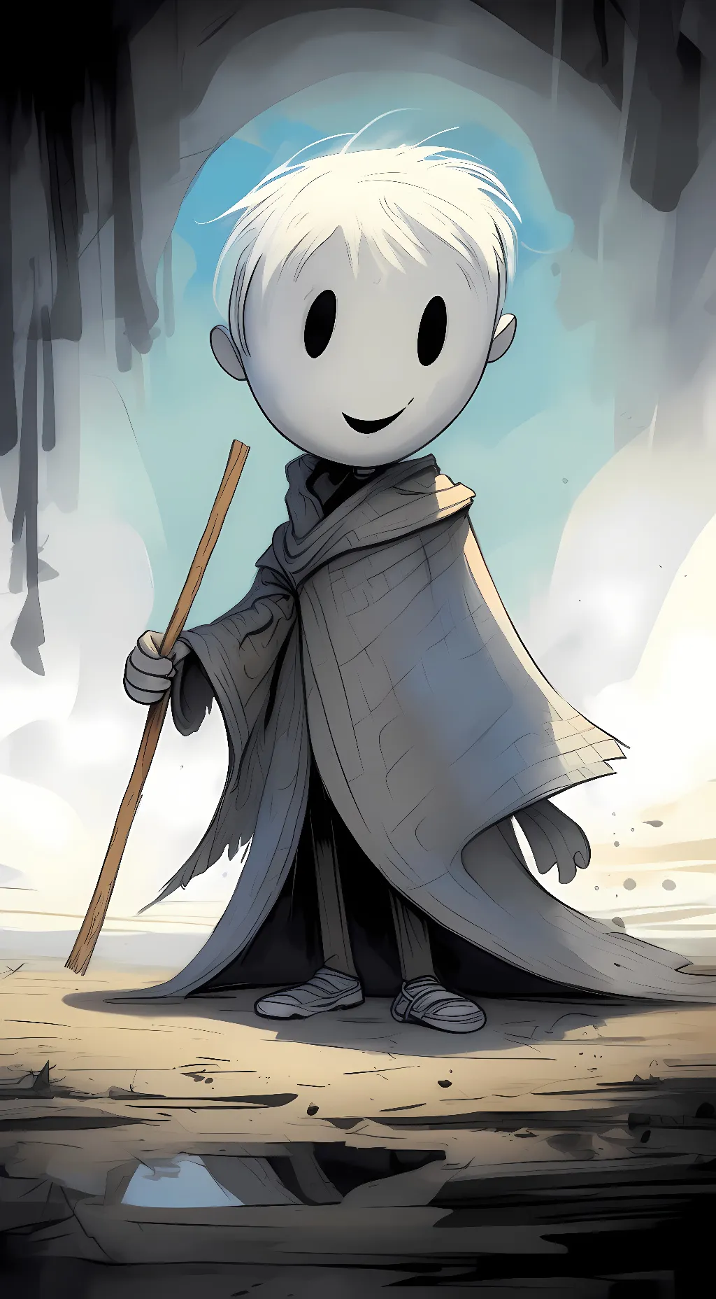 ai character:  abandoned drawing background
