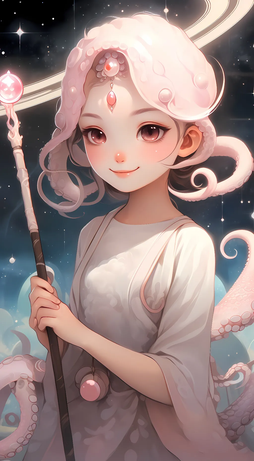 ai character: White pearl background