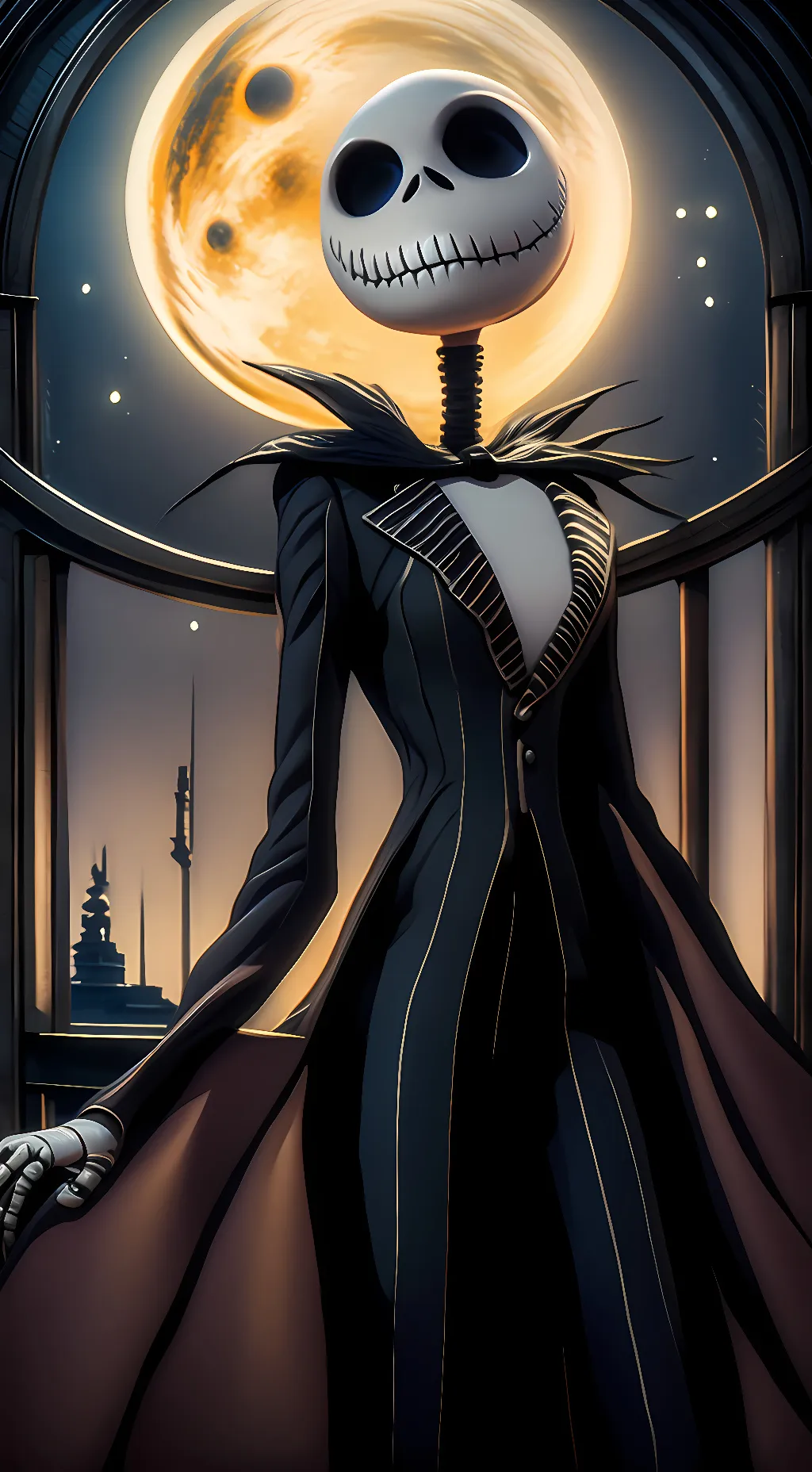 ai character: Jack Skellington  background