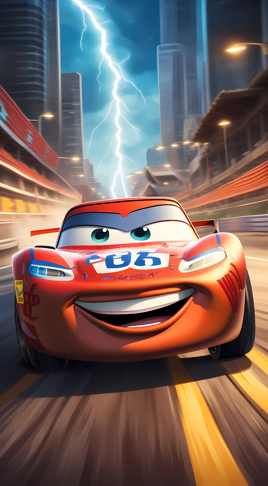 ai character: lightning McQueen  background