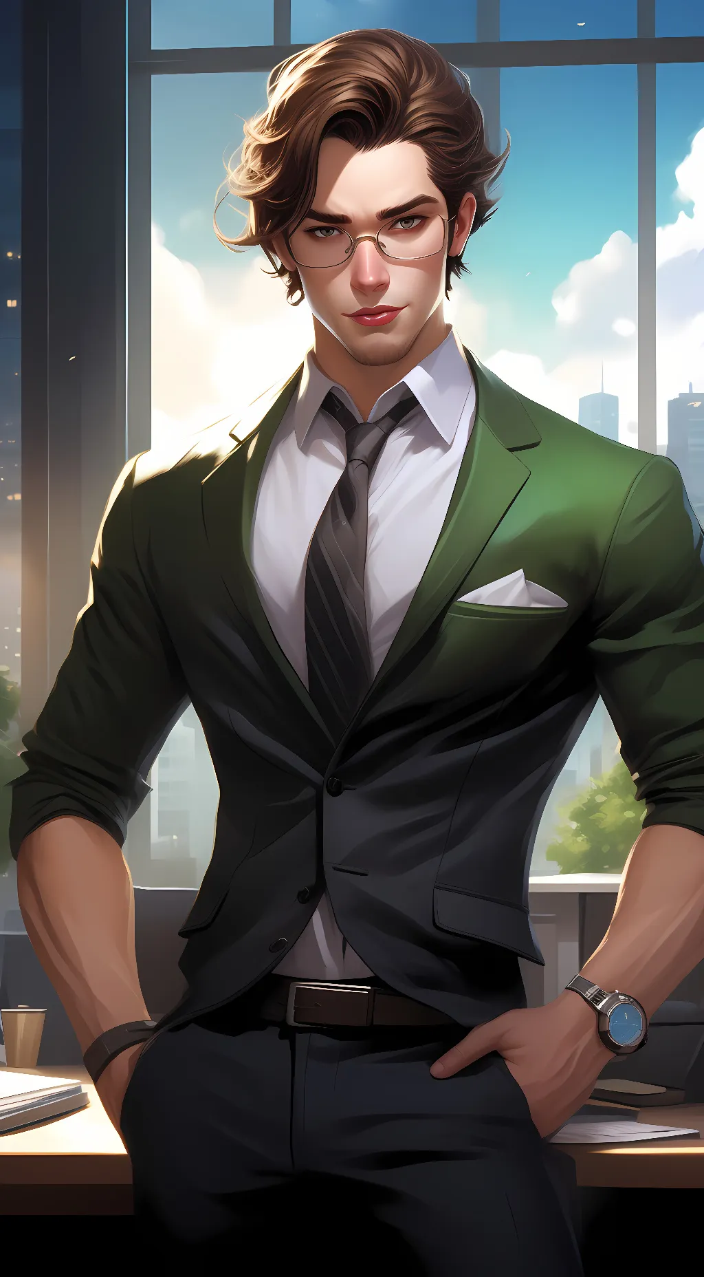 ai character: Office worker  background
