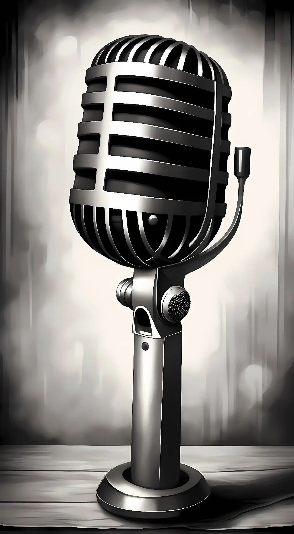 ai character: microphone  background