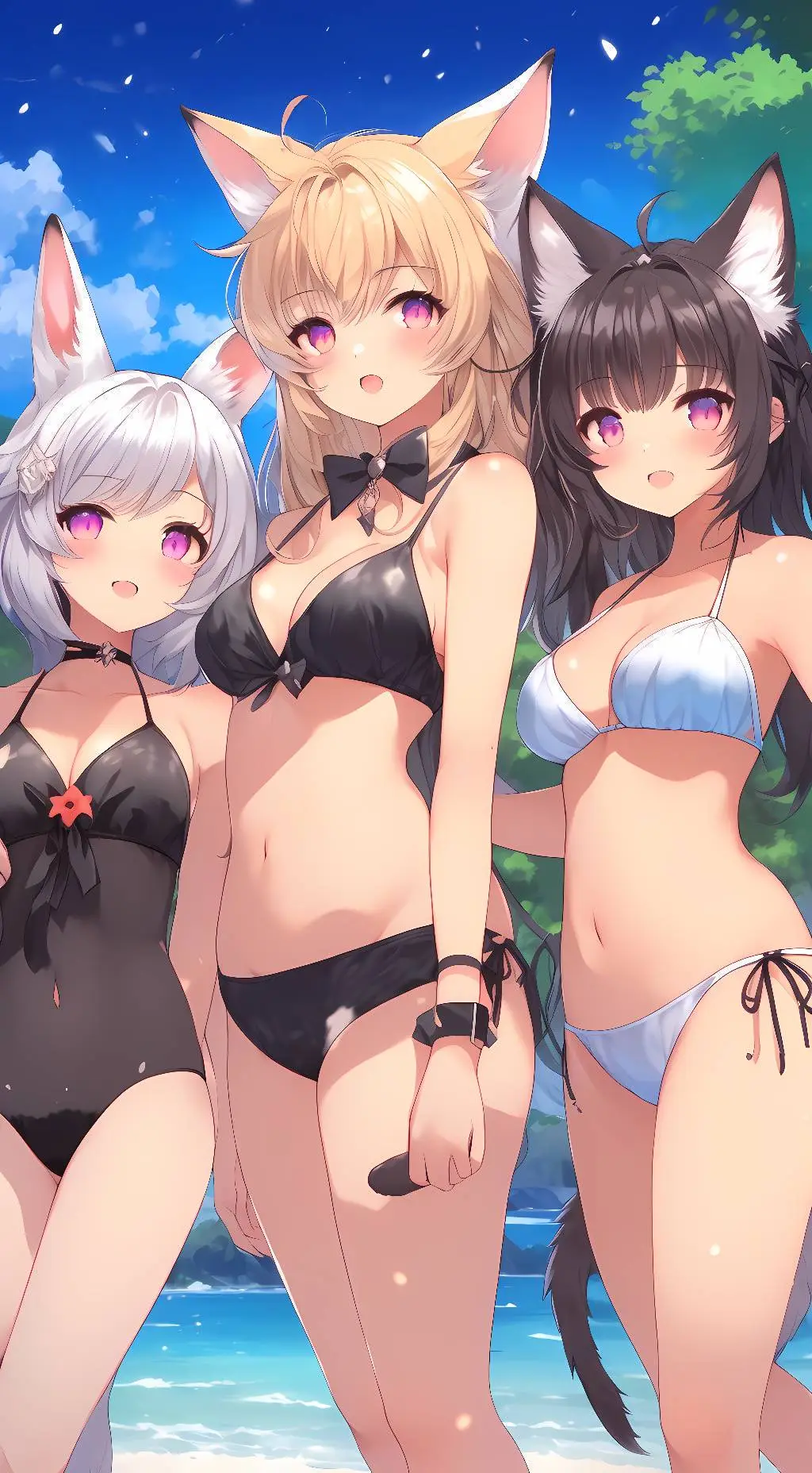 ai character: Three Animal Girls background