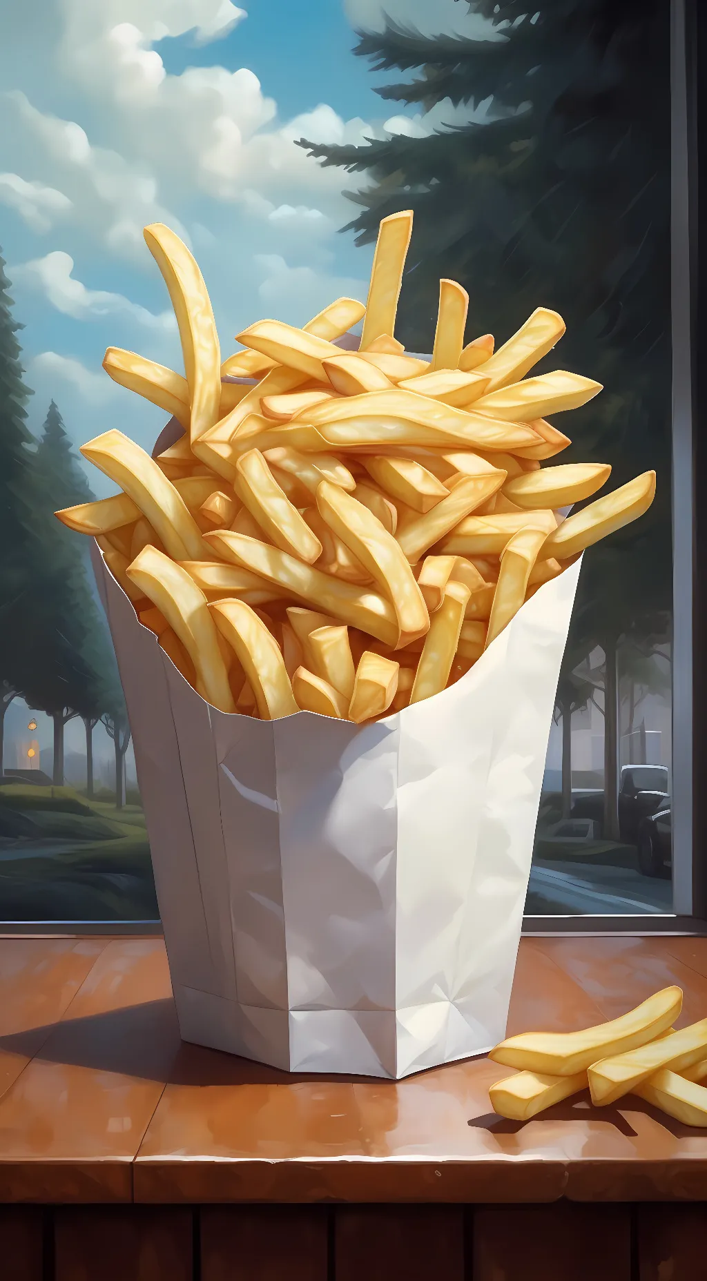 ai character: fries  background