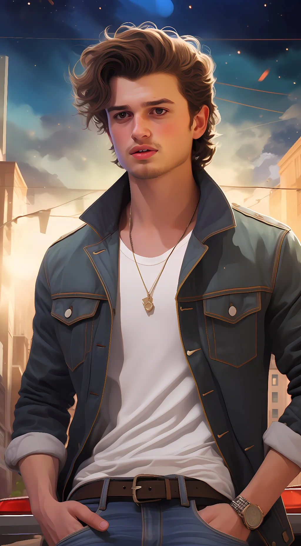 ai character: Steve Harrington  background