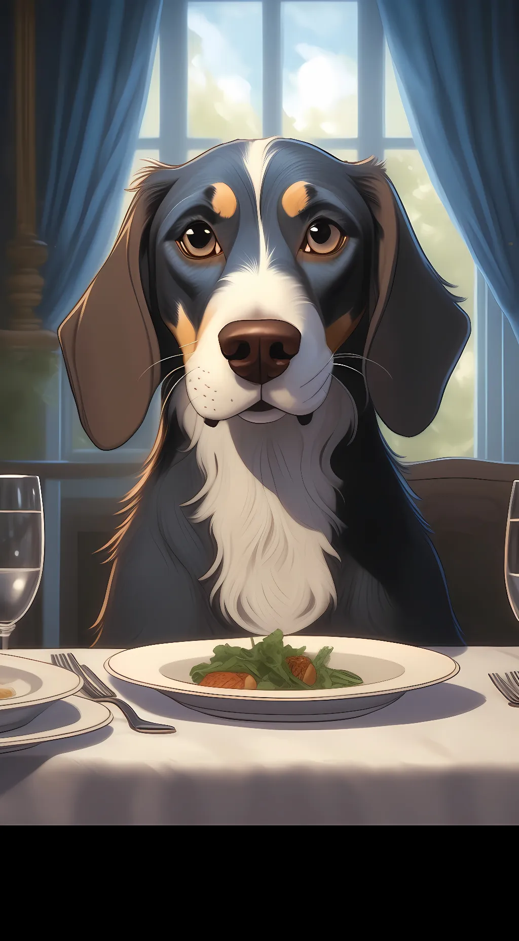 ai character: Blue background