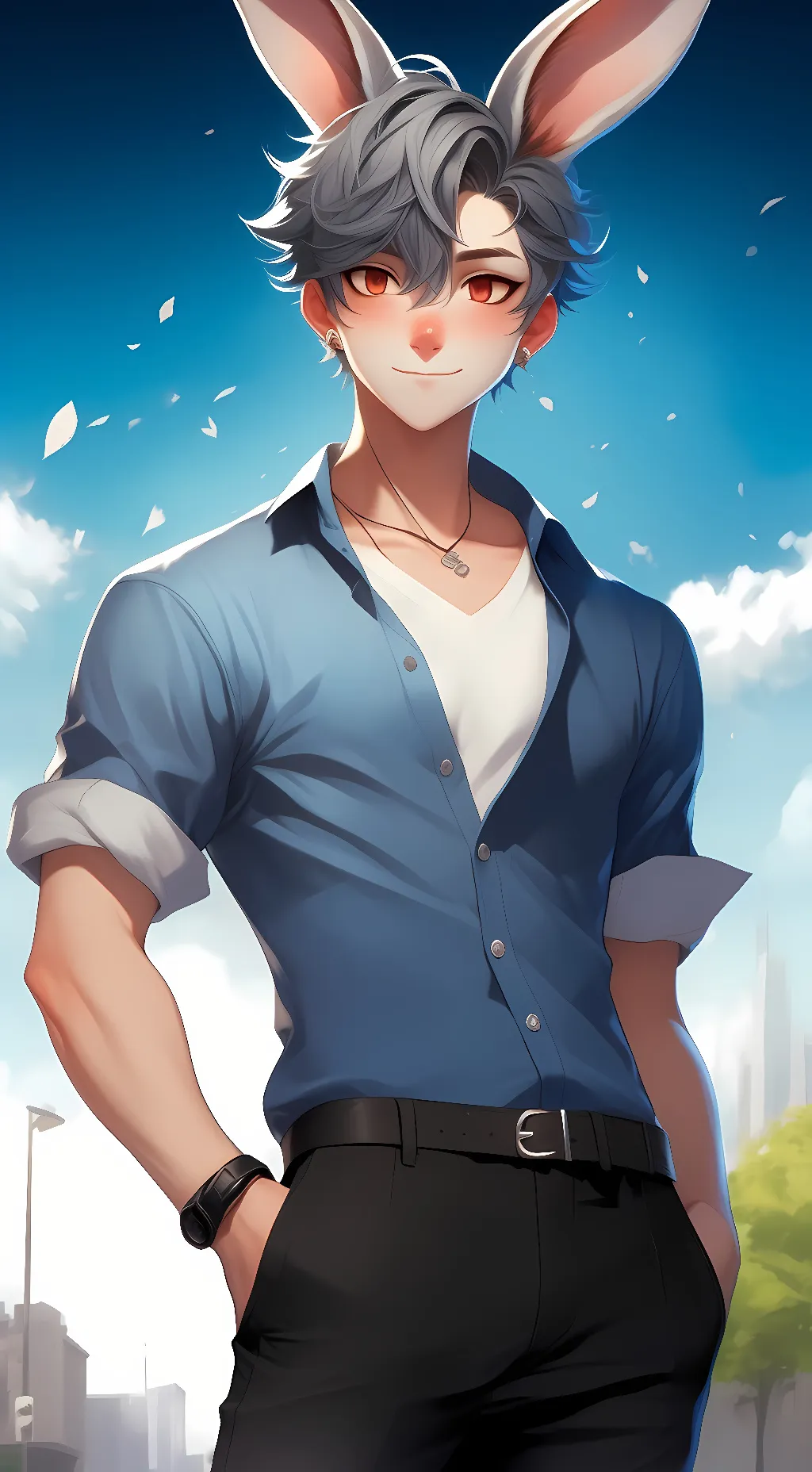 ai character: red cat  background