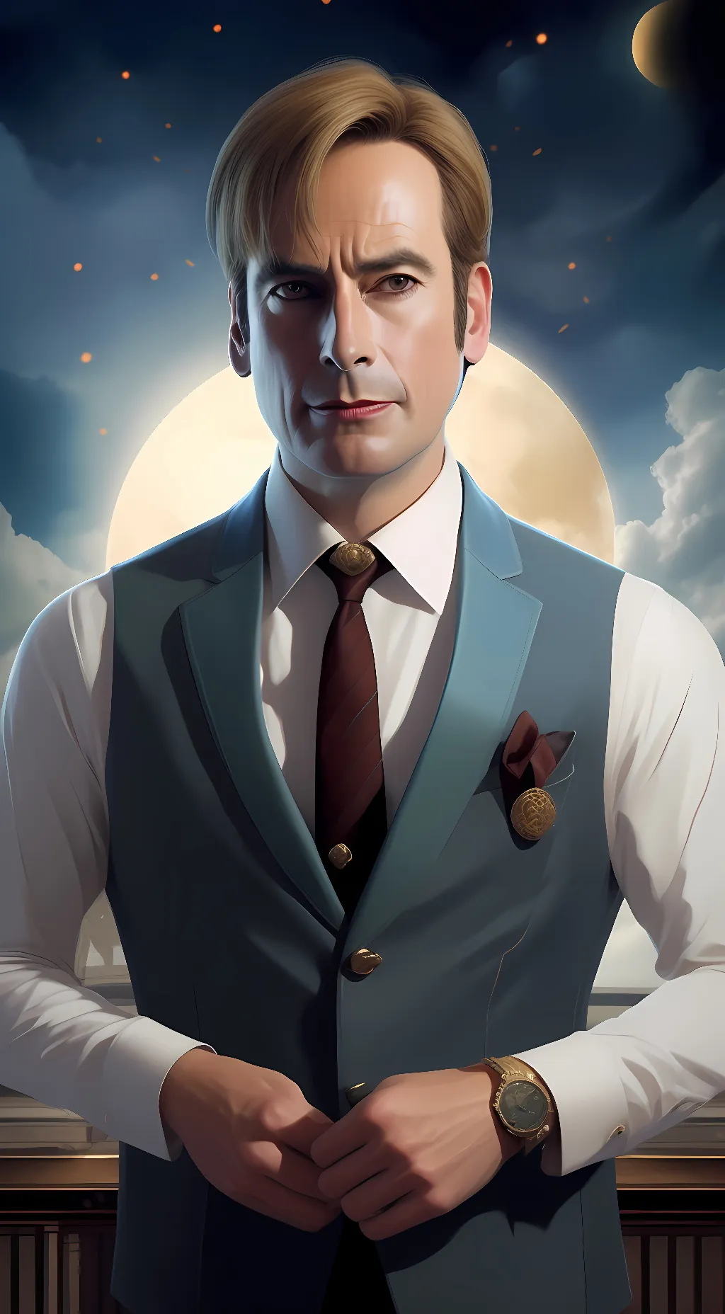ai character: Saul Goodman  background