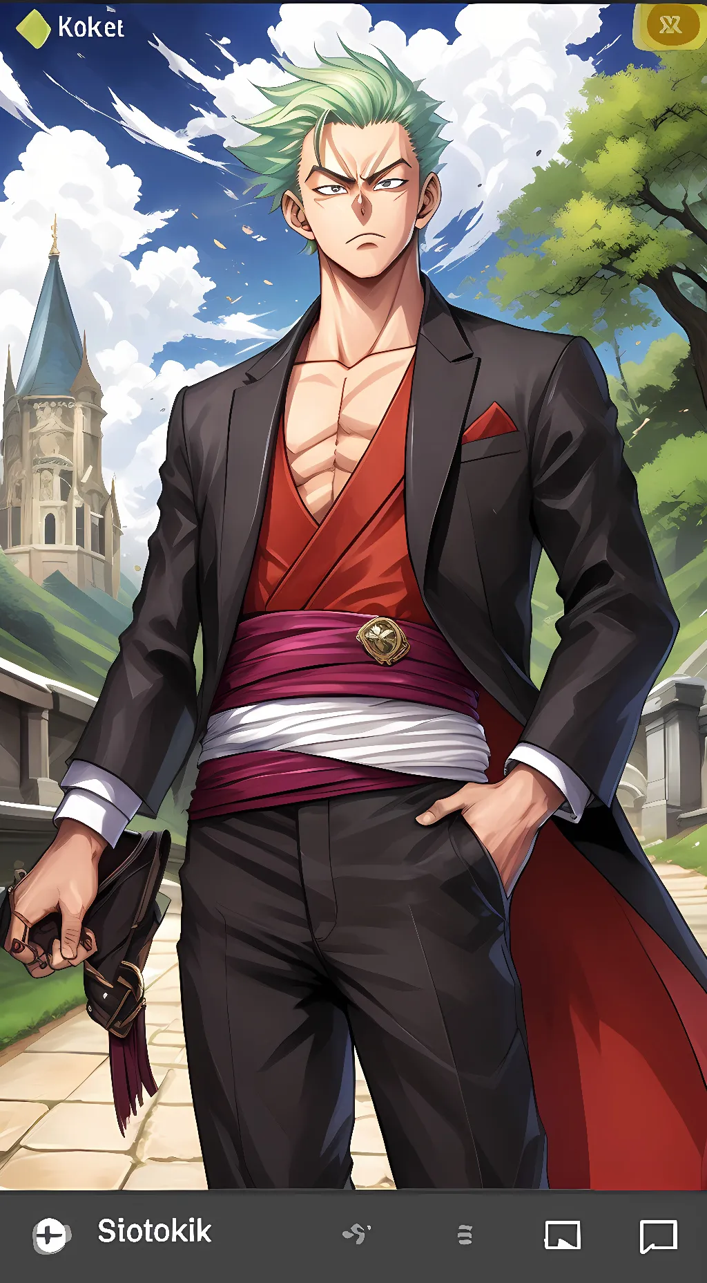 ai character: Zoro background