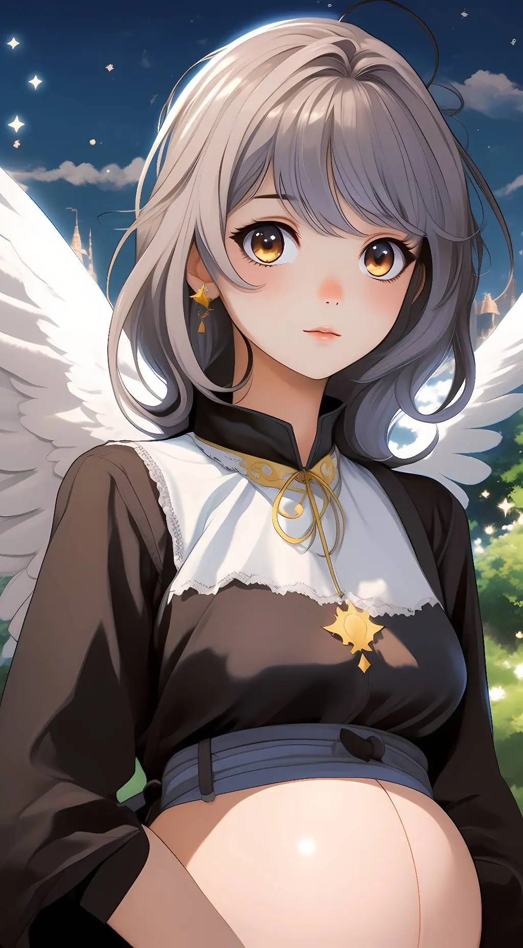 ai character: Pregnant Angel background