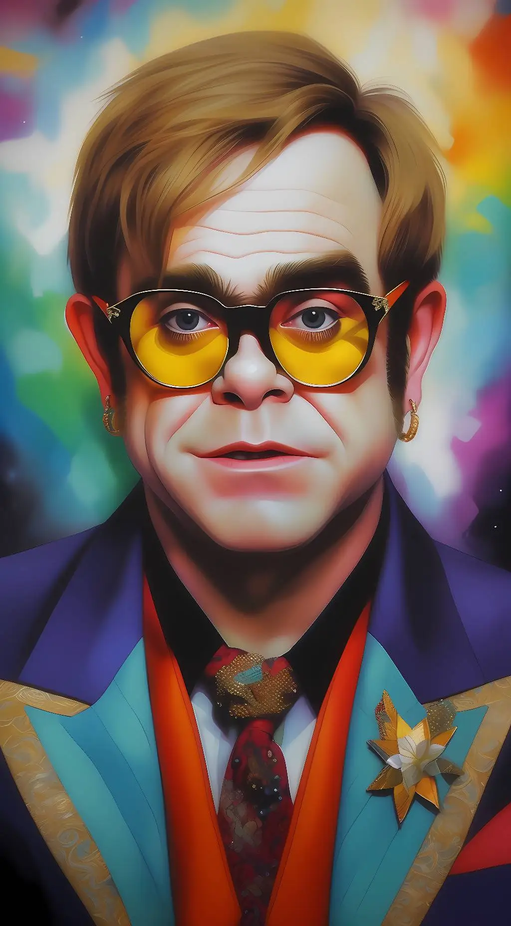 ai character: Elton John  background