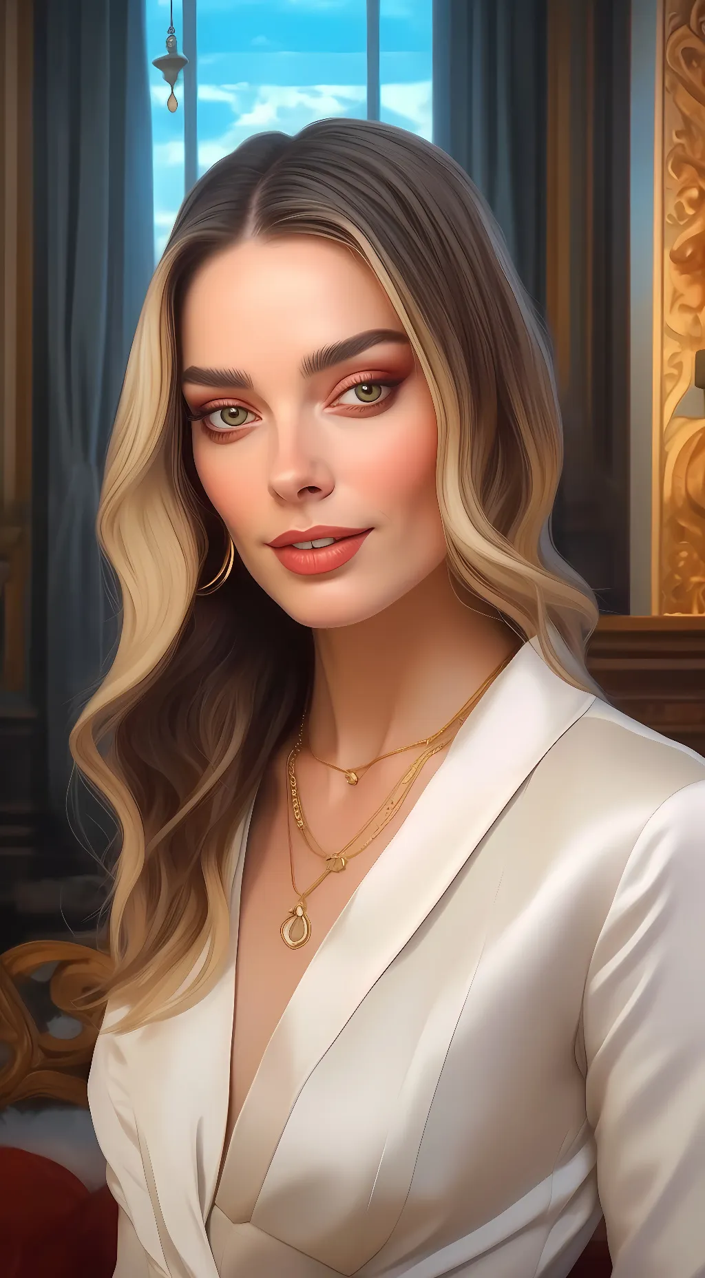 ai character: Margot robbie background