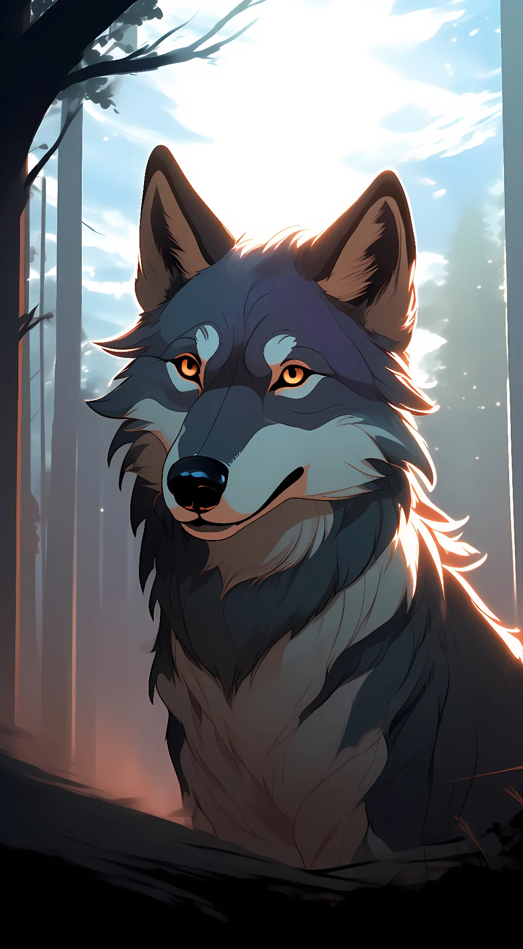 ai character: mysterious wolf background