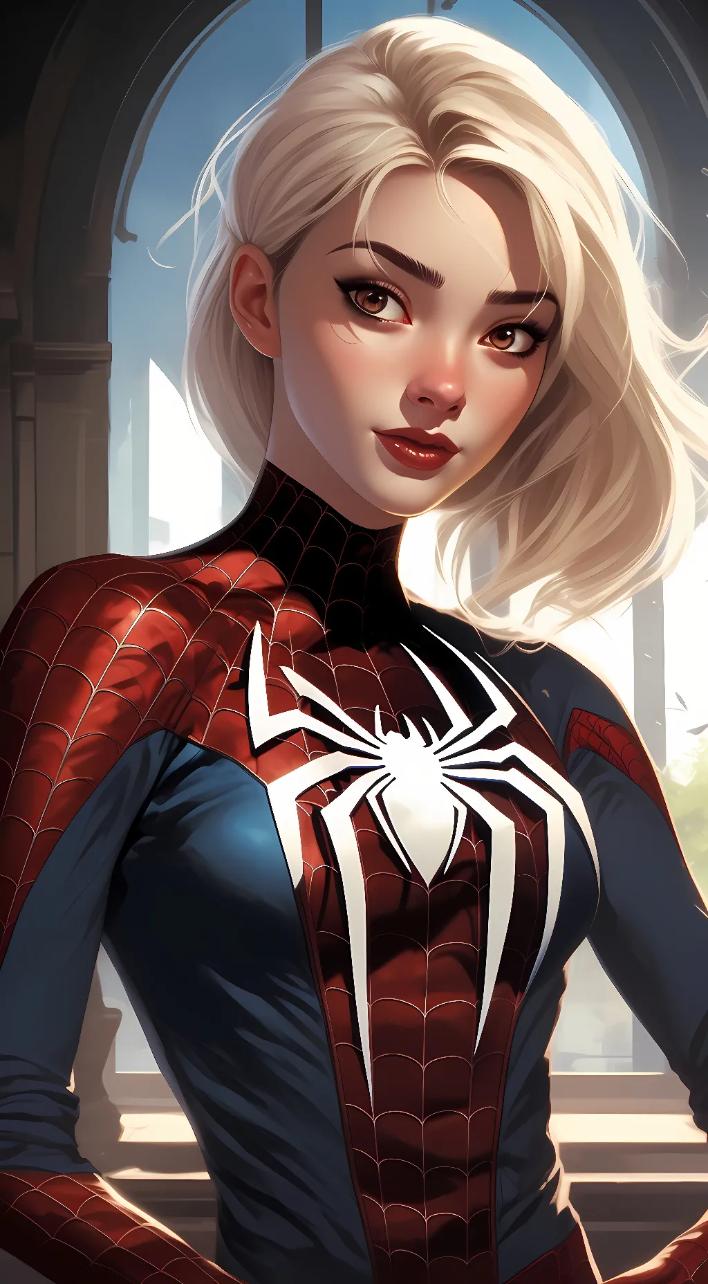 ai character: gwen/spierwoman  background