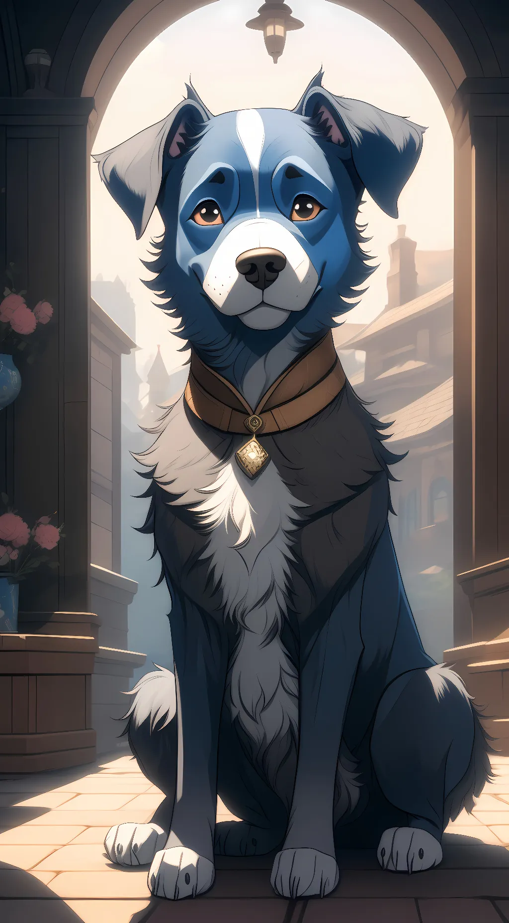 ai character: bluey heleer background