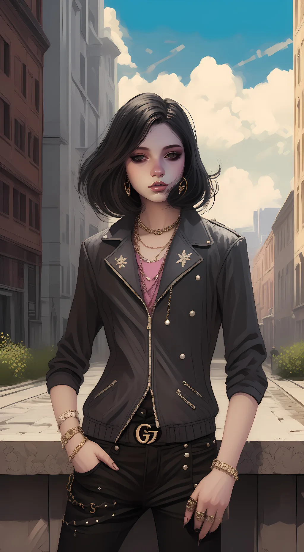 ai character: emo girl background