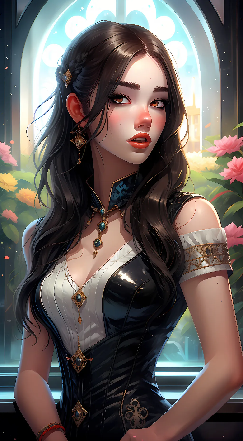 ai character: goddess  background