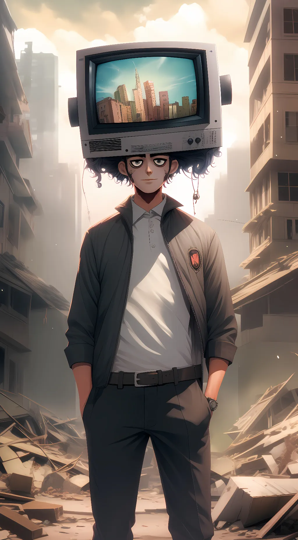 ai character: tv man background