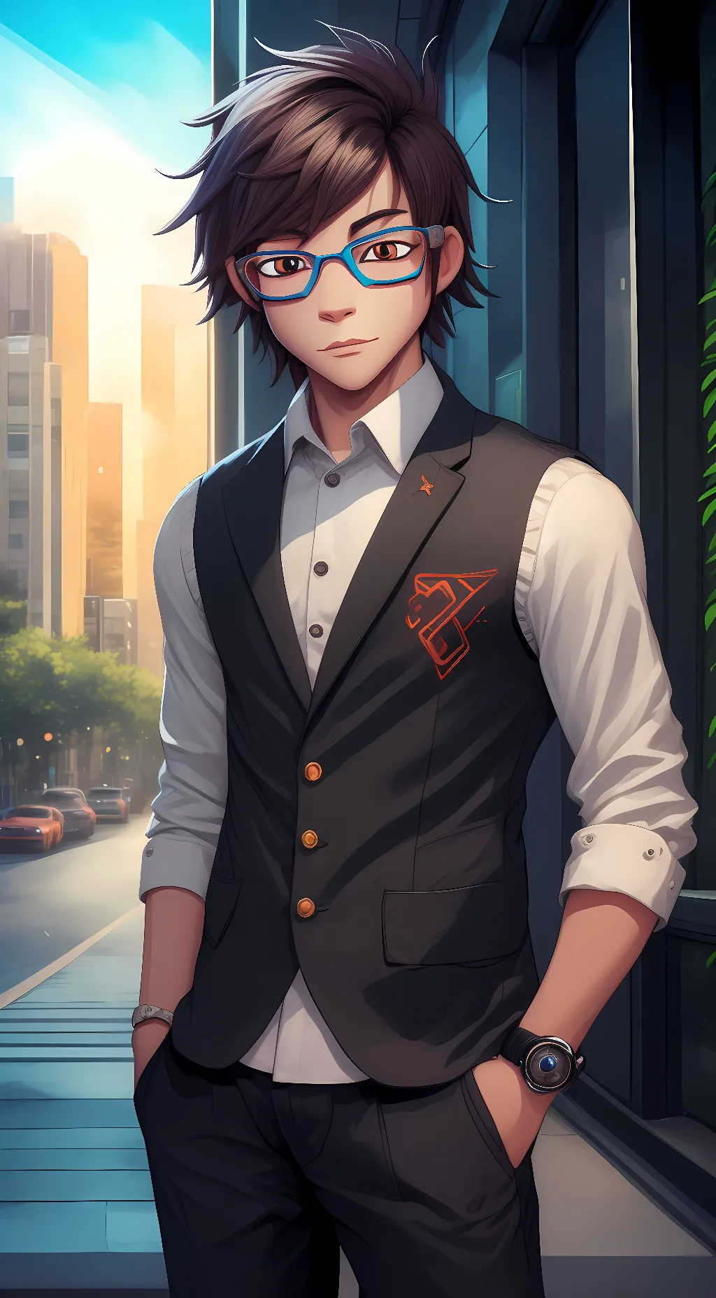 ai character: Brainy Tech background