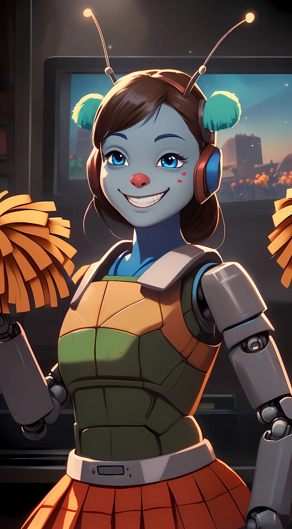 ai character: Female hex background