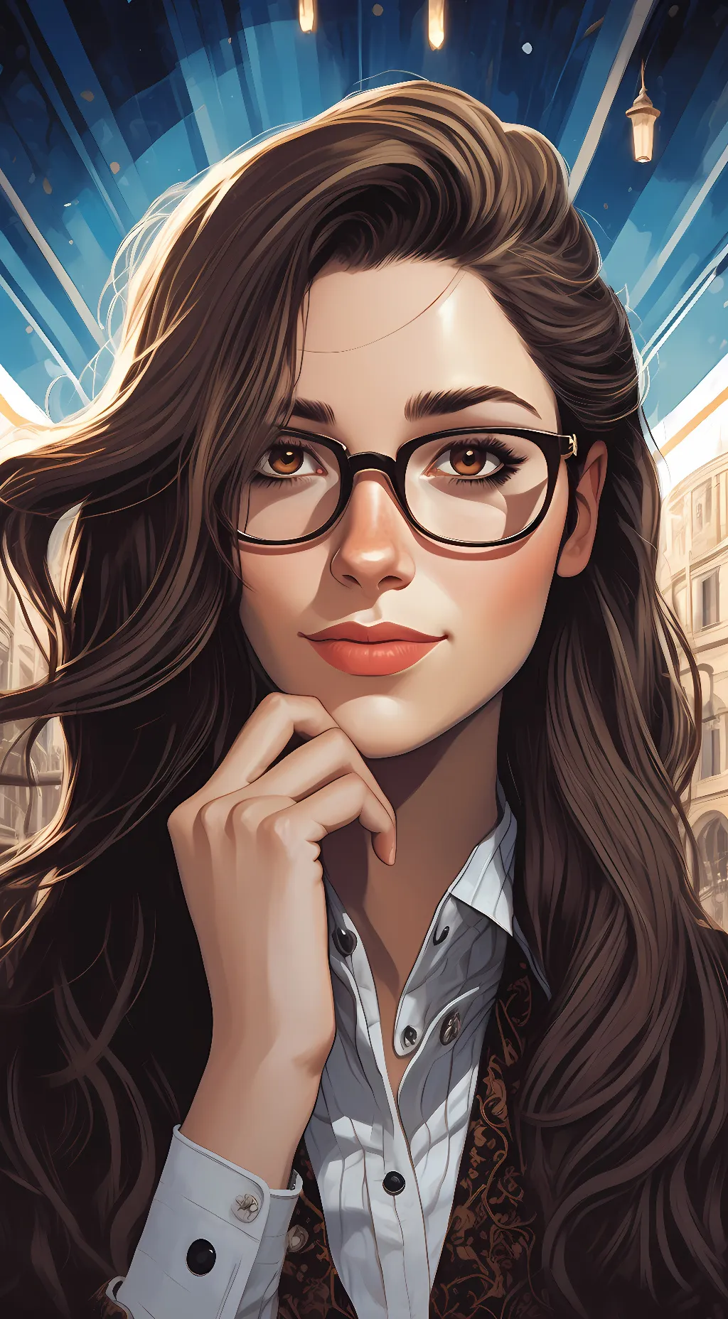ai character: Amber background