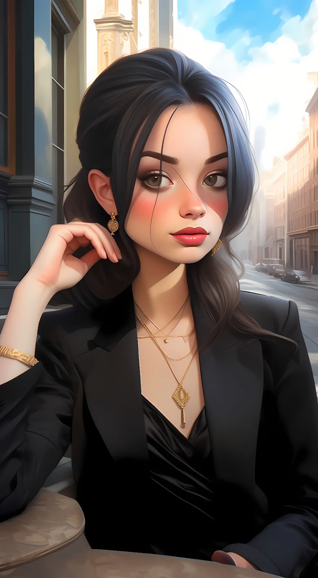 ai character: Jenna Ortega background