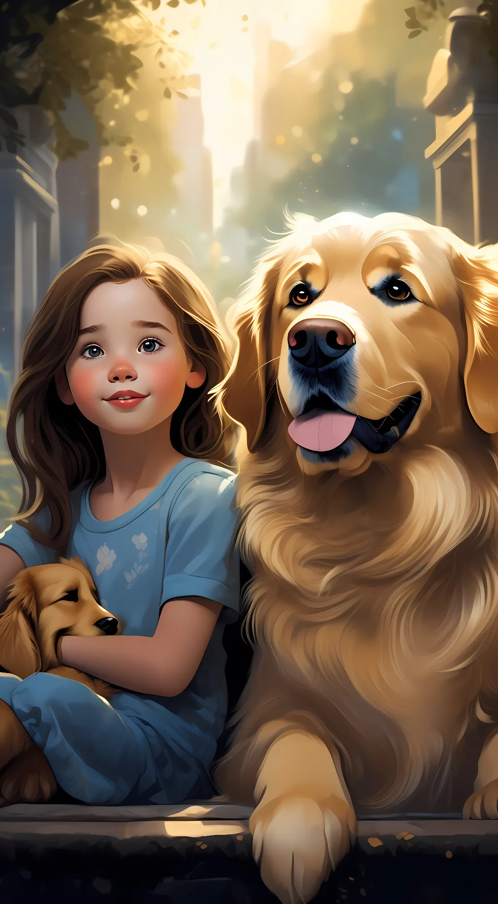 ai character: sky and Gold background