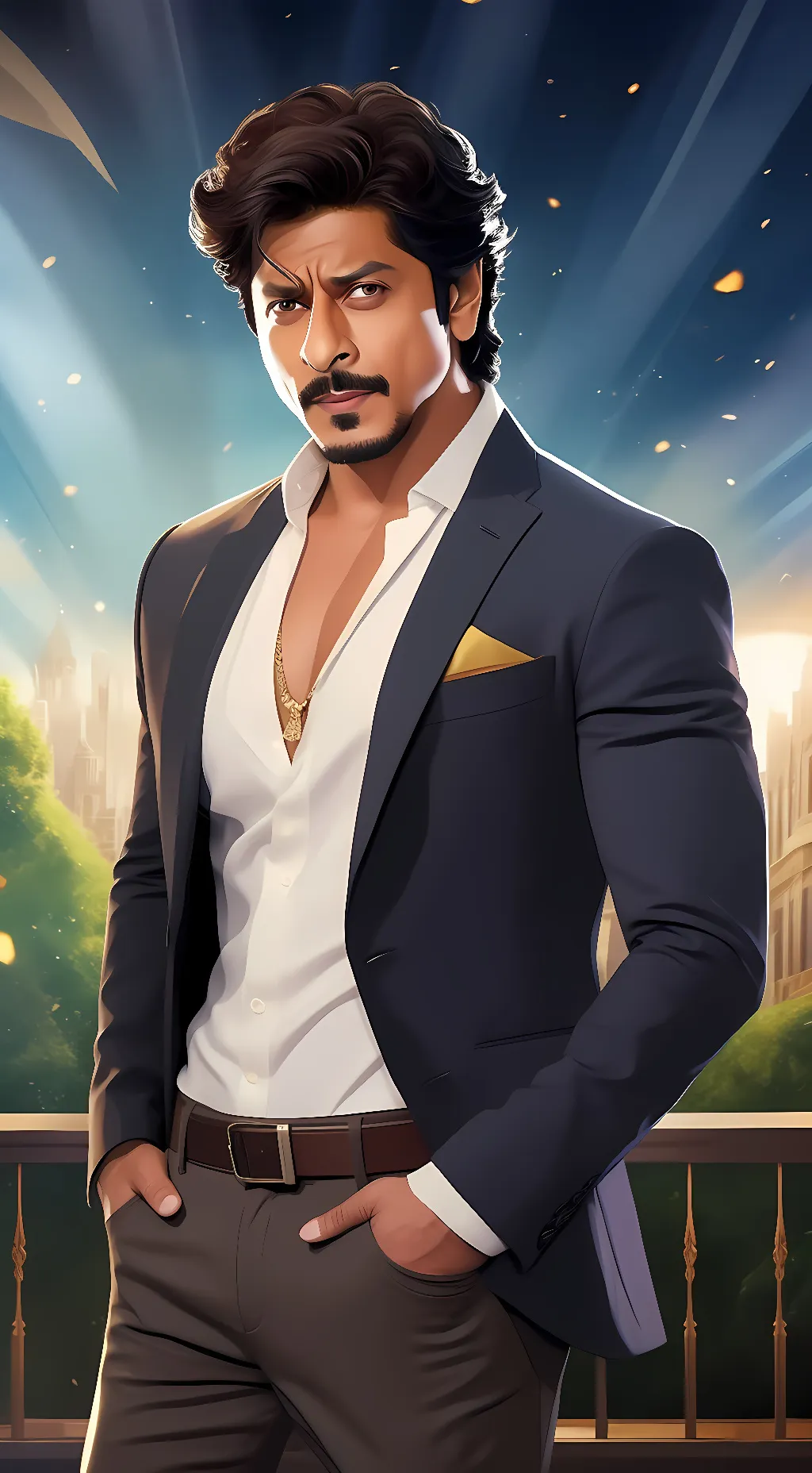ai character: Shah Rukh Khan  background