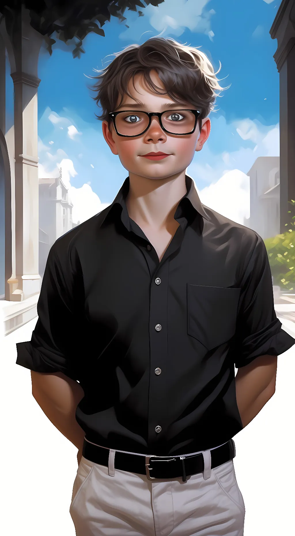 ai character: Whote boy background