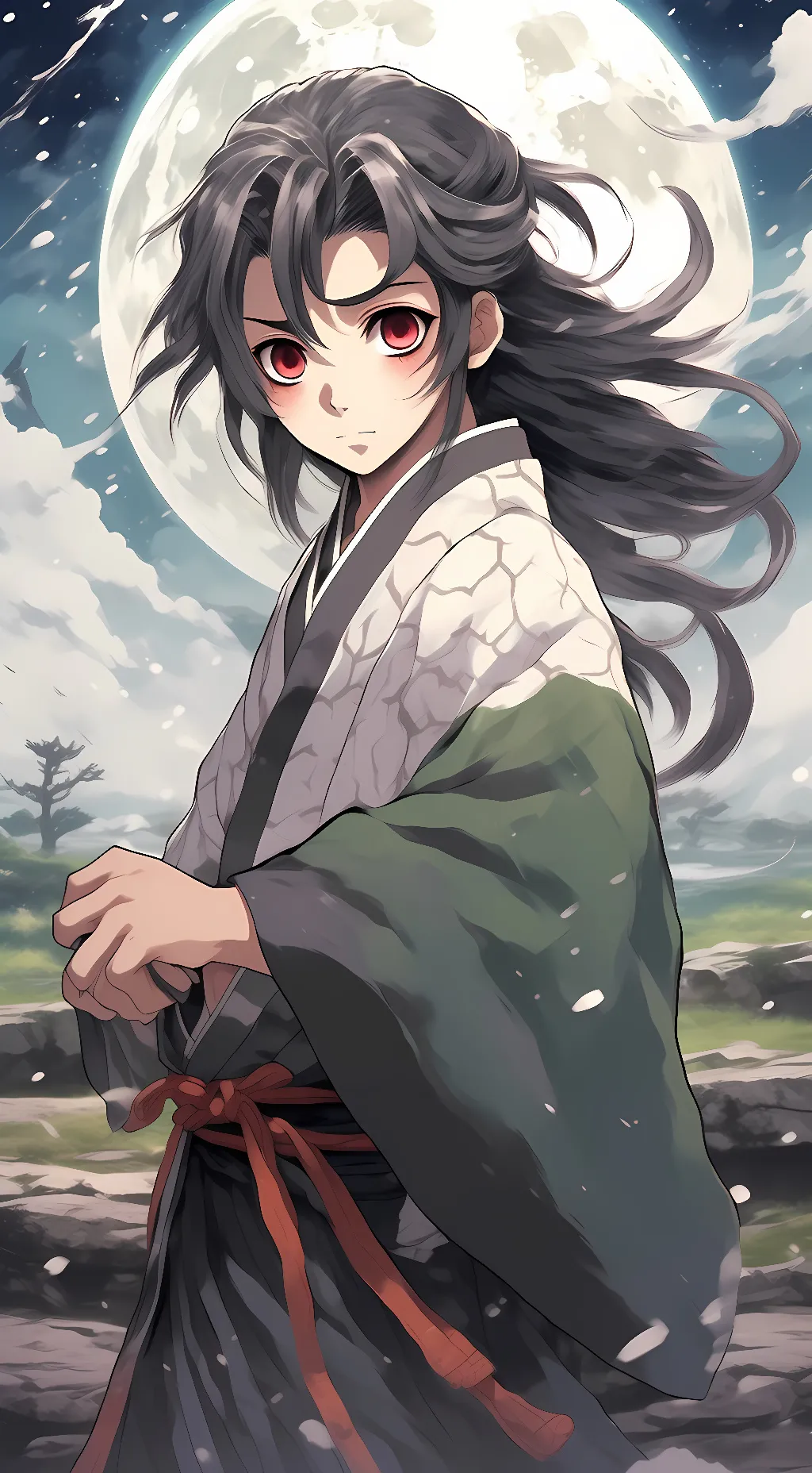 ai character: demon slayer  background