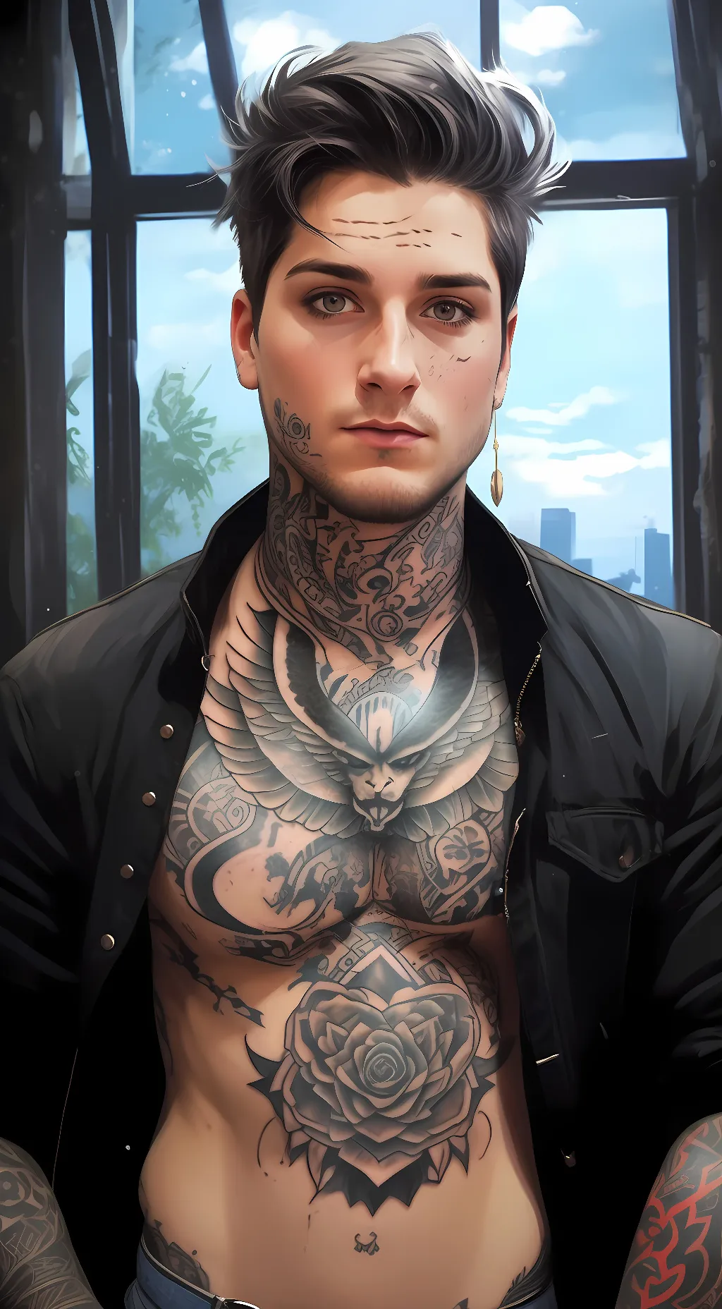ai character: Hot Tattoo Artist  background