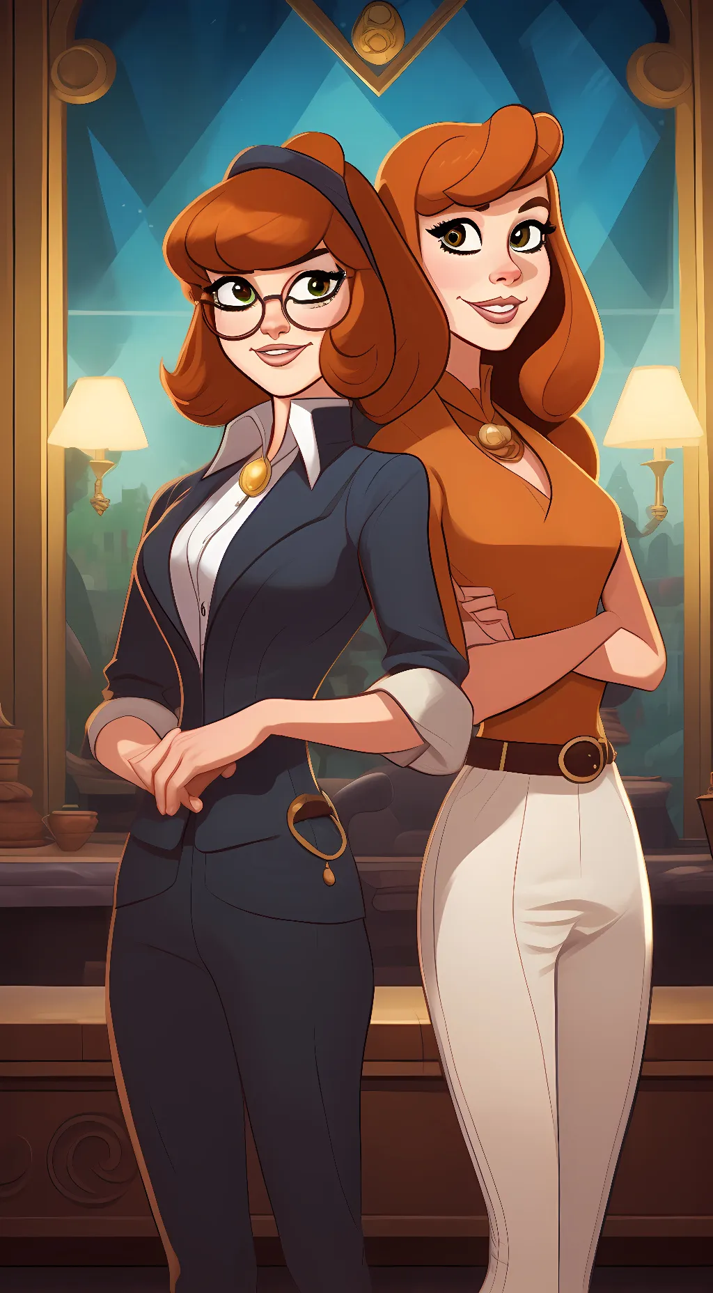 ai character: Velma / Daphne background