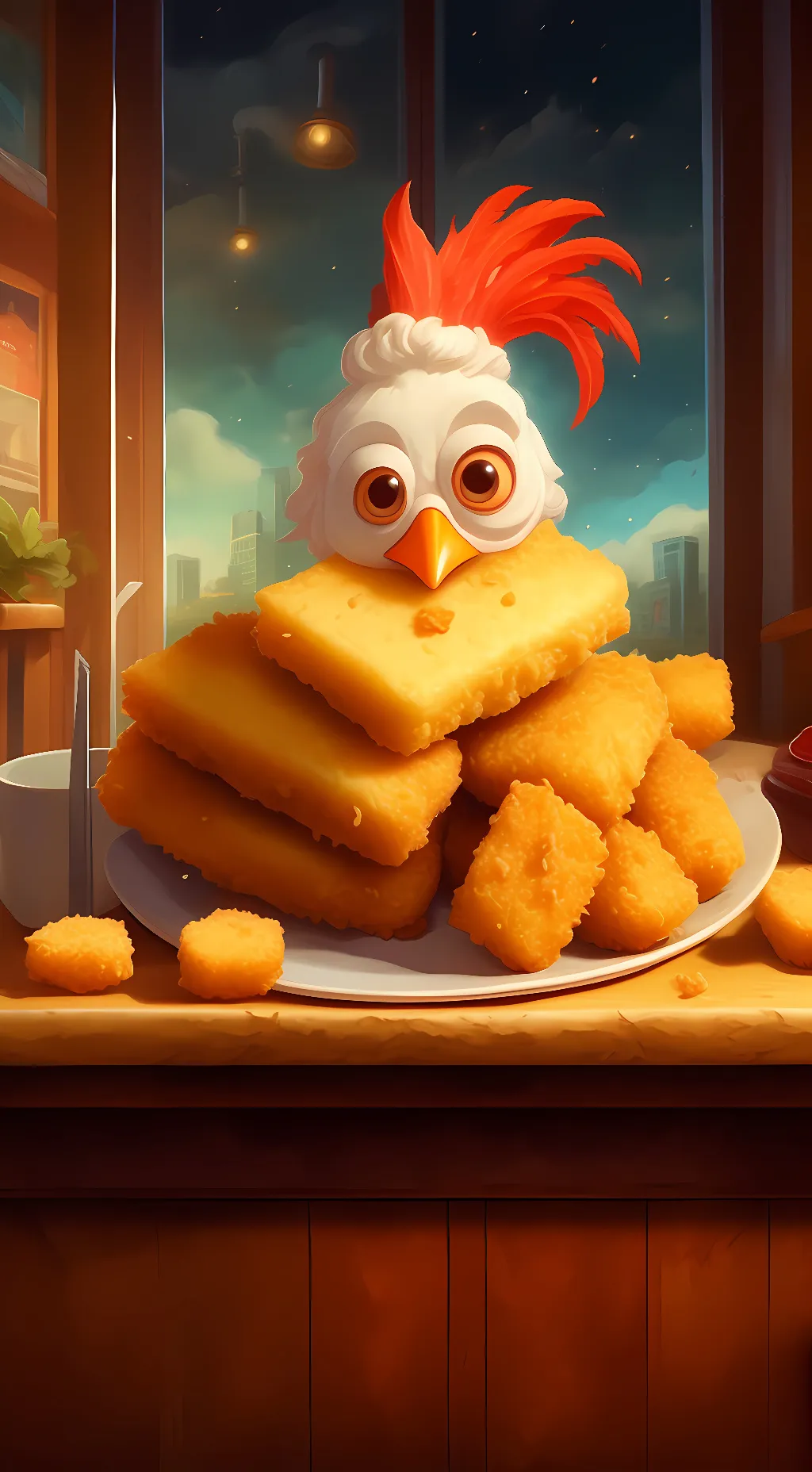 ai character: Chicken nuggets background