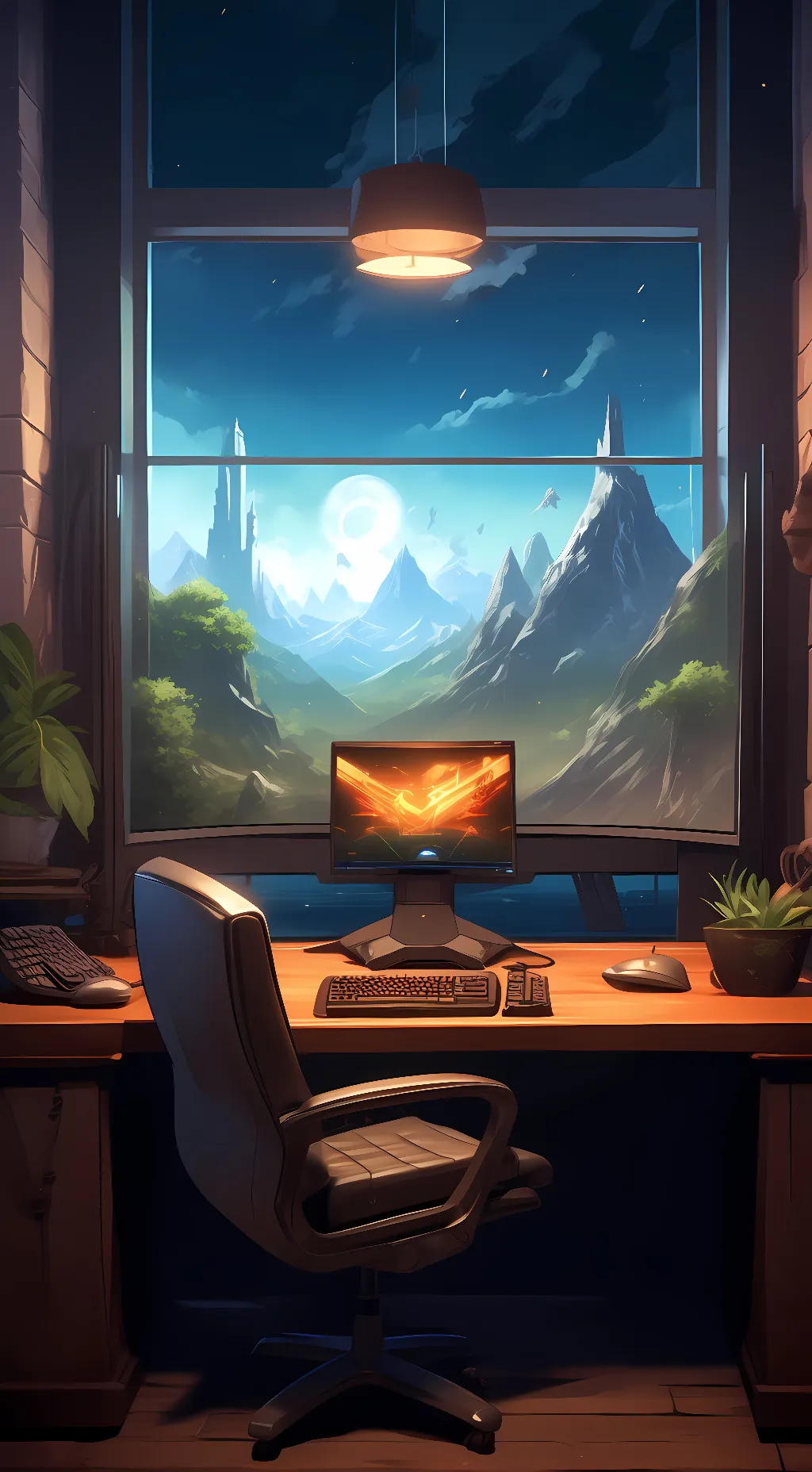 ai character: gaming setup background