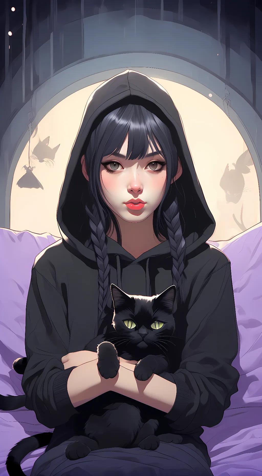 ai character: lilac background