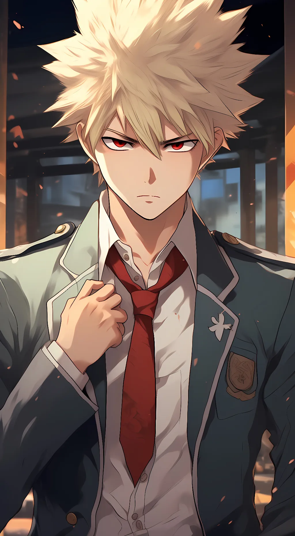 ai character: Katsuki Bakugo  background