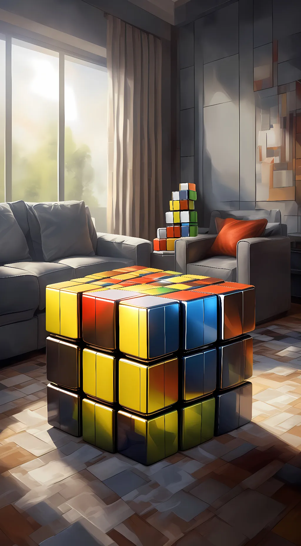 ai character: Rubiks cube background