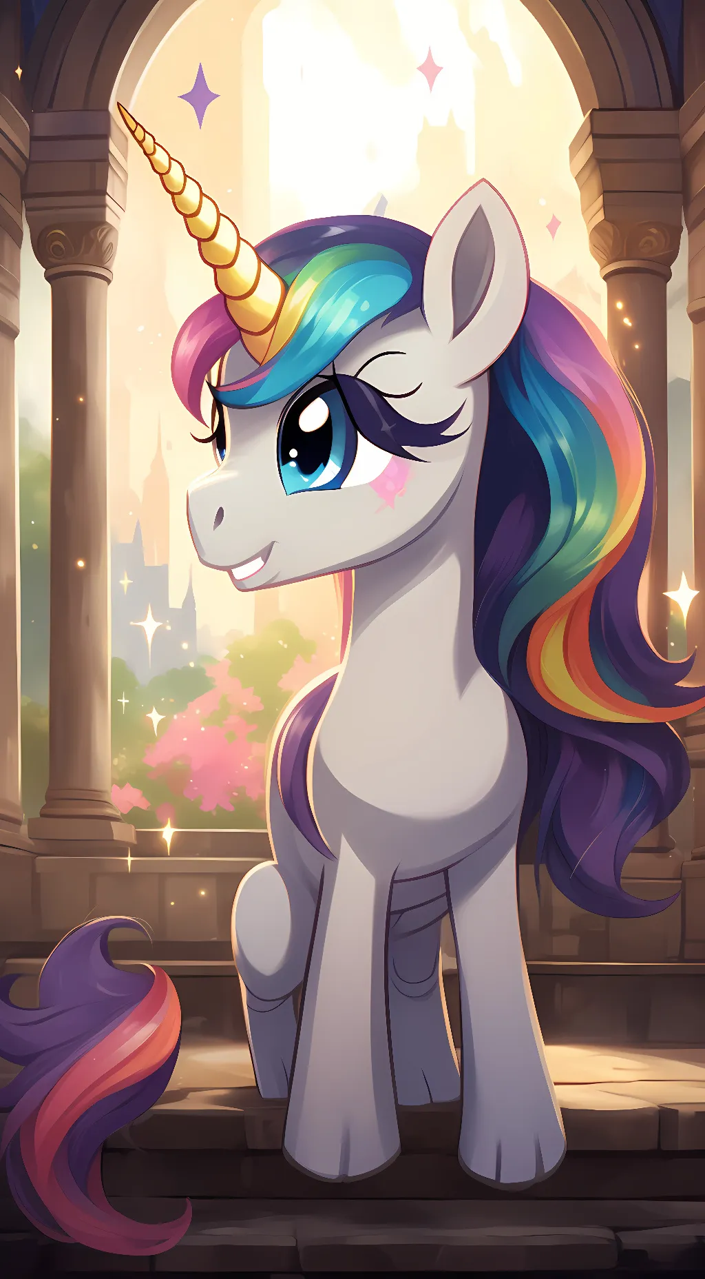 ai character: Sunrise Sparkle background