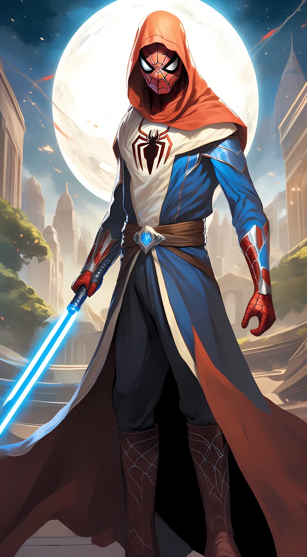 ai character: Jedi Peter Parker background