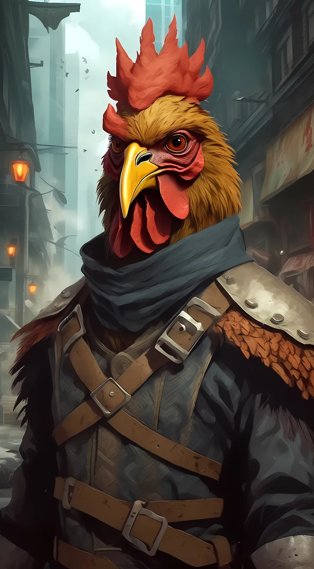 ai character: chicken man background