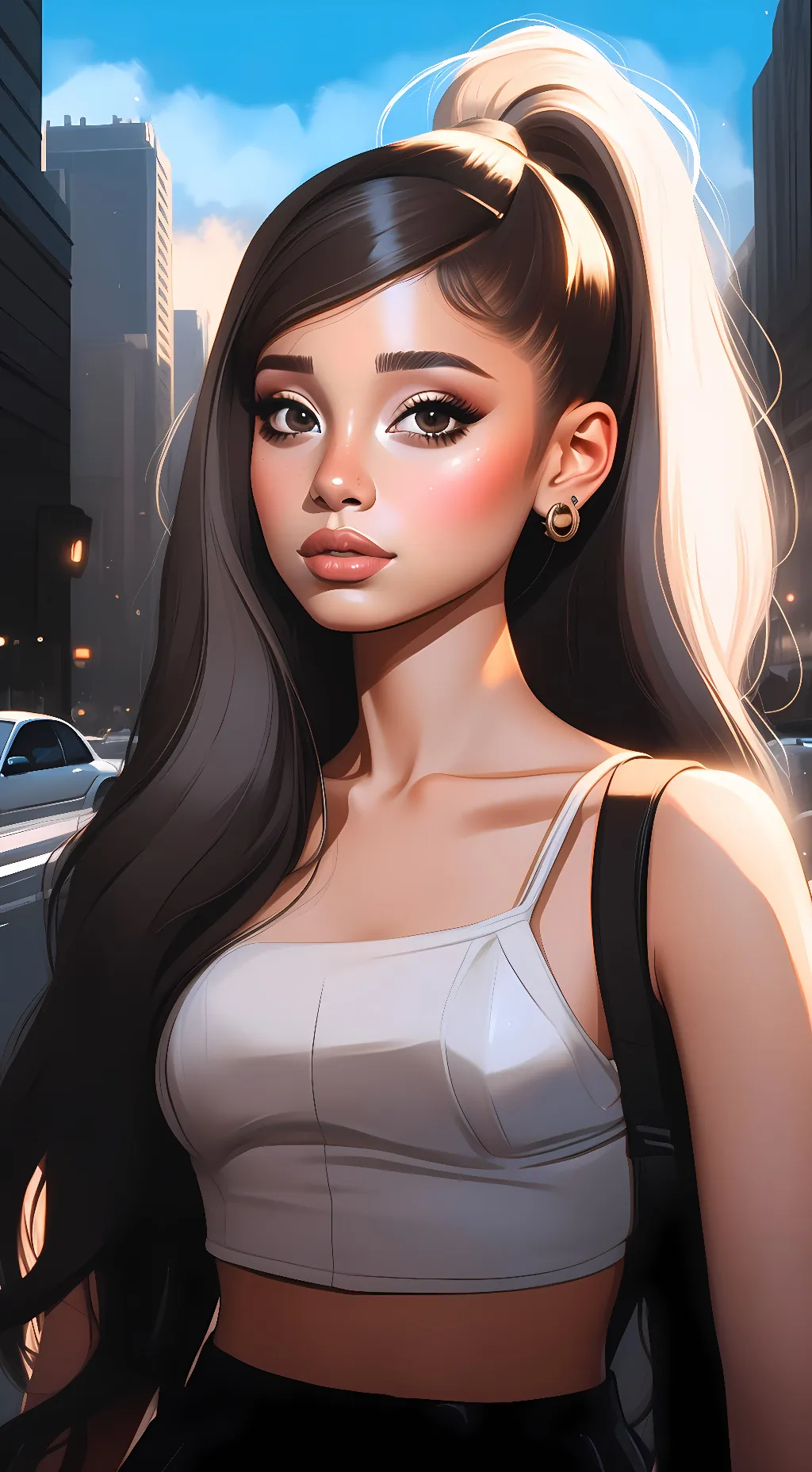 ai character: Ariana Grande  background